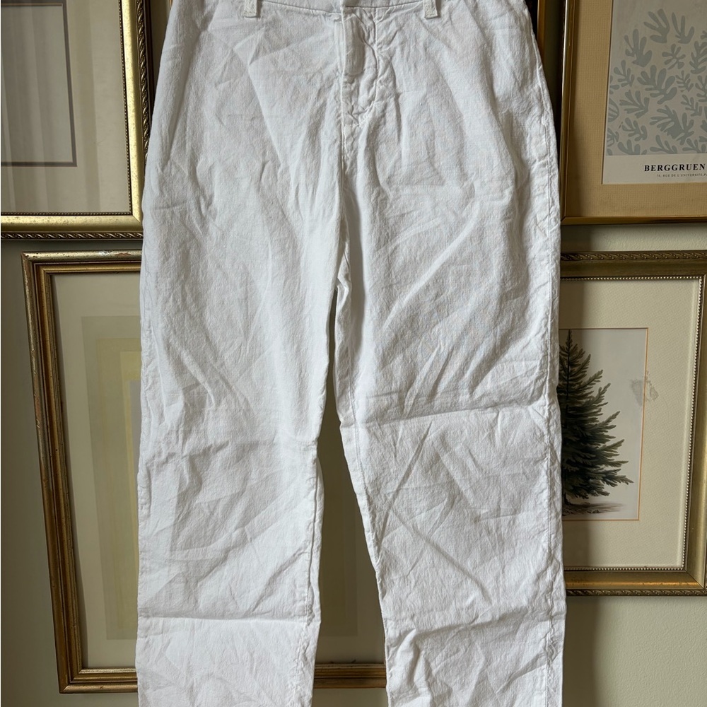 Frank & Eileen Kinsale Cotton Linen Pant White Size 0 Classic Minimalist Trouser - Picture 11 of 11